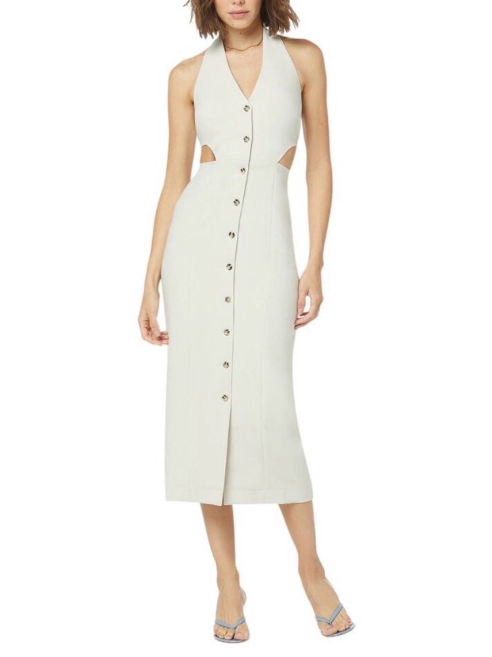 NWT Favorite Daughter Ivory Button Up Halter Midi Dress Size 10
